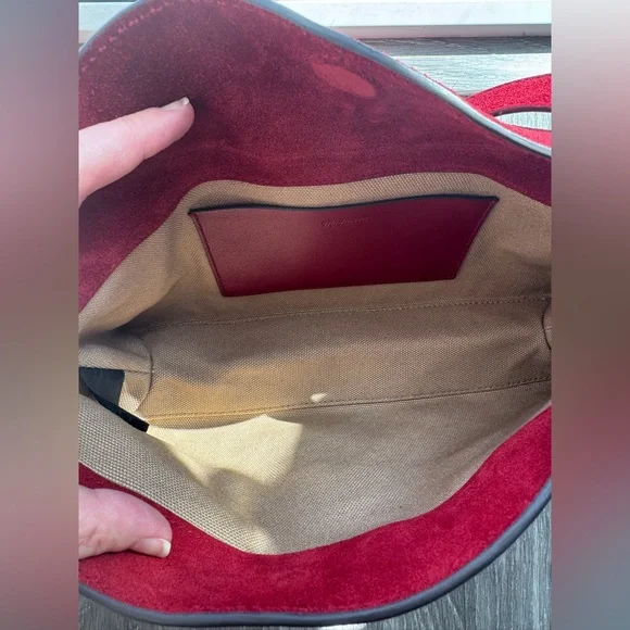 MADEWELL The Date Night Shoulder Bag, Red Suede Gold Hardware Like New with Tags - Picture 9 of 16